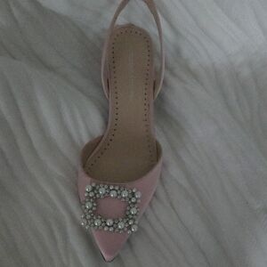 Adrienne Vittadini Blush Heels with Pearl Accent